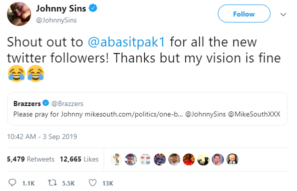 Former Pakistani  High Commissioner Mistakes Adult Actor Johnny Sins as Kashmiri Pellet Victim