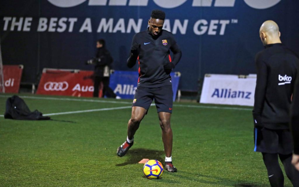 Yerry Mina during training.