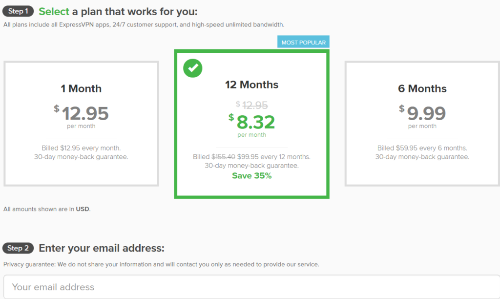 ExpressVPN pricing