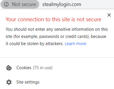 An example of a non-SSL enabled website.